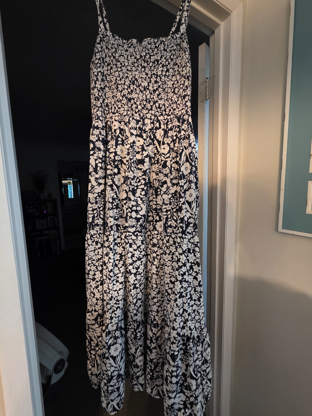 Lane Bryant Navy and White Floral Maxi Dress With Pockets